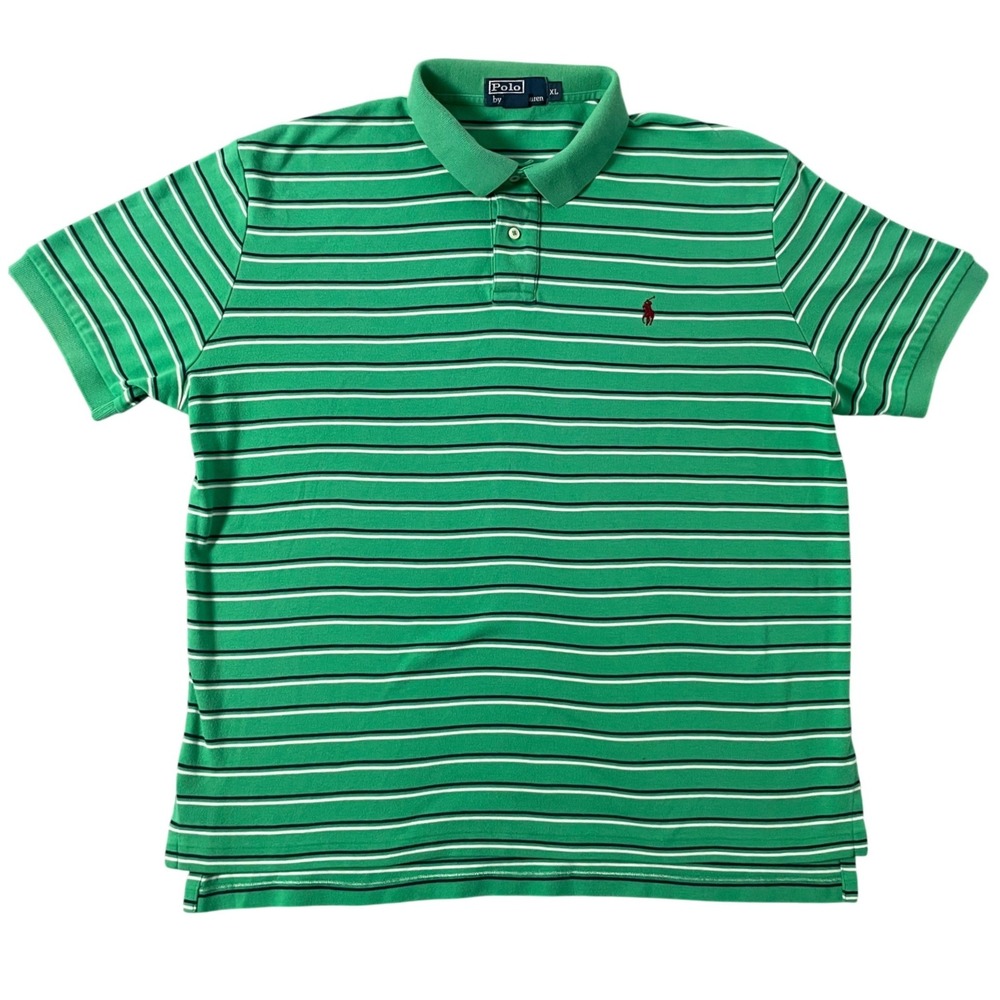 Polo Ralph Lauren Polo Mens XL Green Stripes Shirt Elevated Basic Preppy Pony